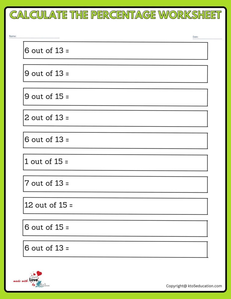 Calculate The Percentage Change 13 To 15 Worksheet | FREE Download