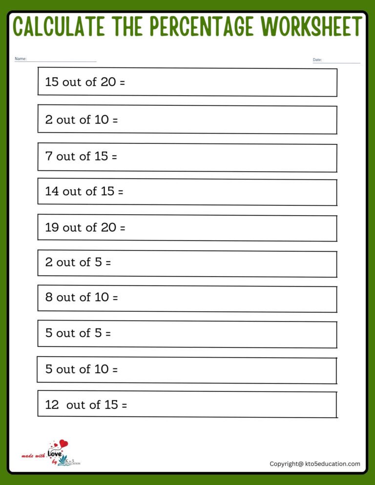 Calculate The Percentage Of Small Fraction Worksheet | FREE Download