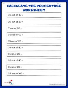 Calculate The Percentage Of Worksheet