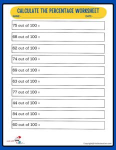 Calculate With 100 Percentage Worksheet