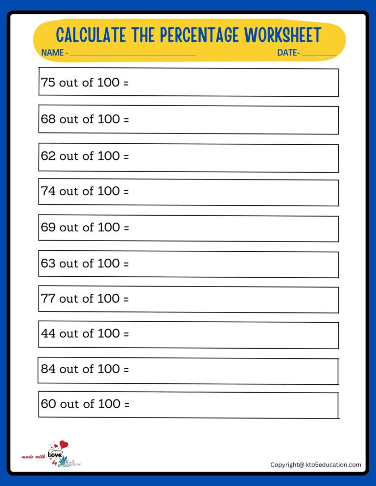 Calculate With 100 Percentage Worksheet | FREE Download