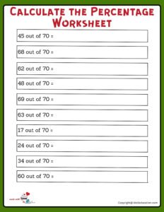 Calculate With 70 Percentage Worksheet