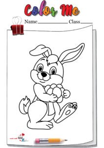 Cartoon Easter Bunny Carrying Colorful Eggs Coloring Page