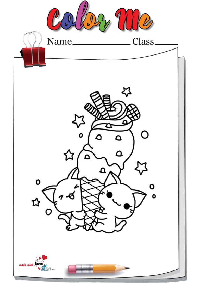 Cute Kawaii Cat Coloring Page | FREE Download