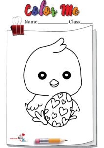 Cute Little Easter Chick With Easter Egg Coloring Page