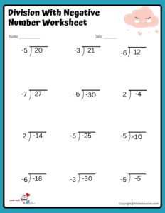 Division With Positive Numbers Worksheet