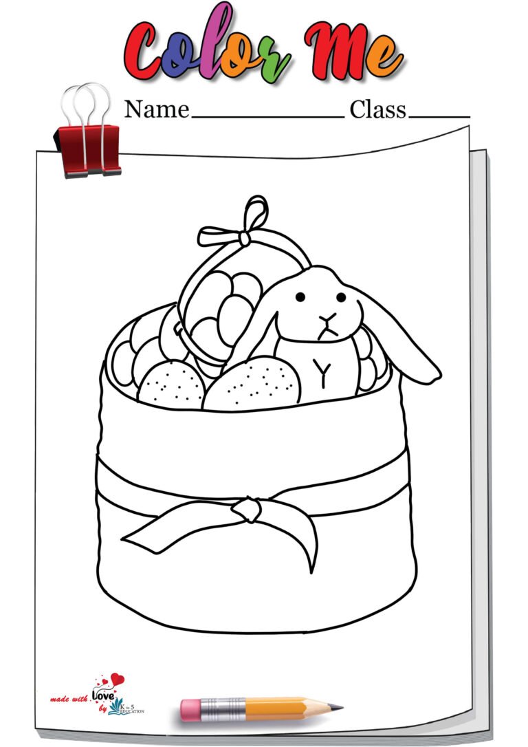 Easter Egg With Bunny Basket Coloring Page | FREE Download