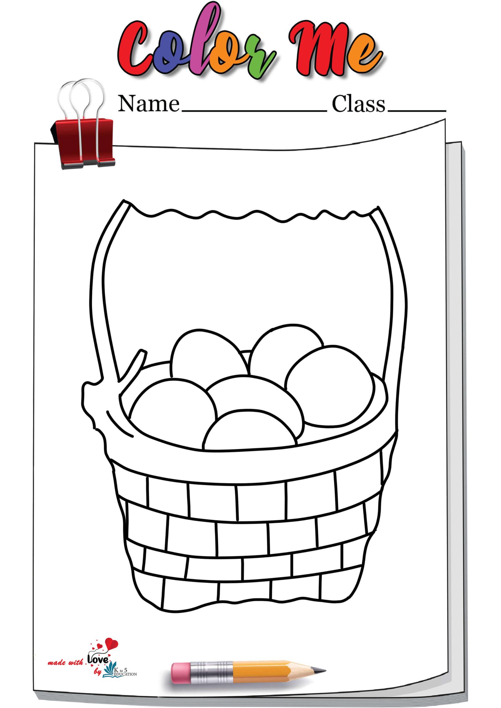 Easter Egg In Bucket Coloring Page