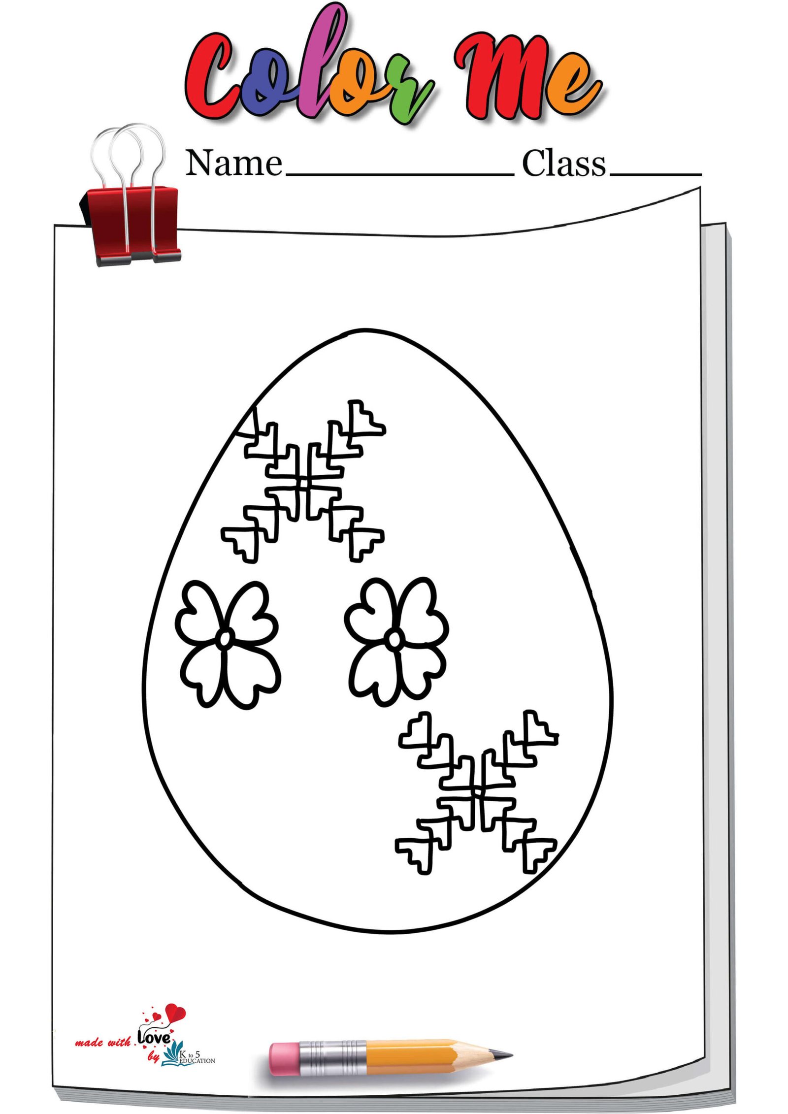 Easter Egg Set In Paper Cut Style Coloring Page
