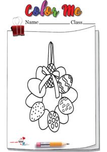 Easy Paper Easter Wreath Coloring Page