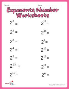 Exponents Worksheet For 1St Grade