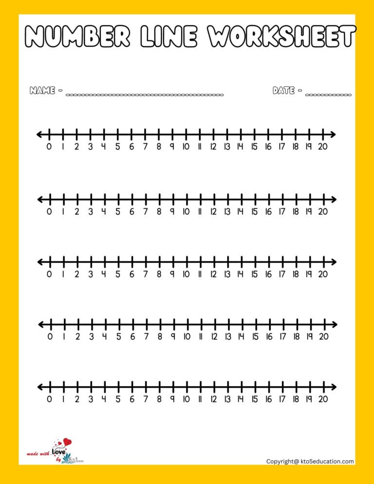 Fraction Number Lines Worksheet 1-20 | FREE Download