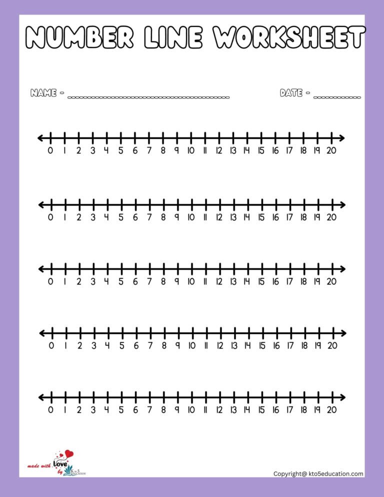 Fraction On A Number Line Worksheet 1-20 | FREE Download