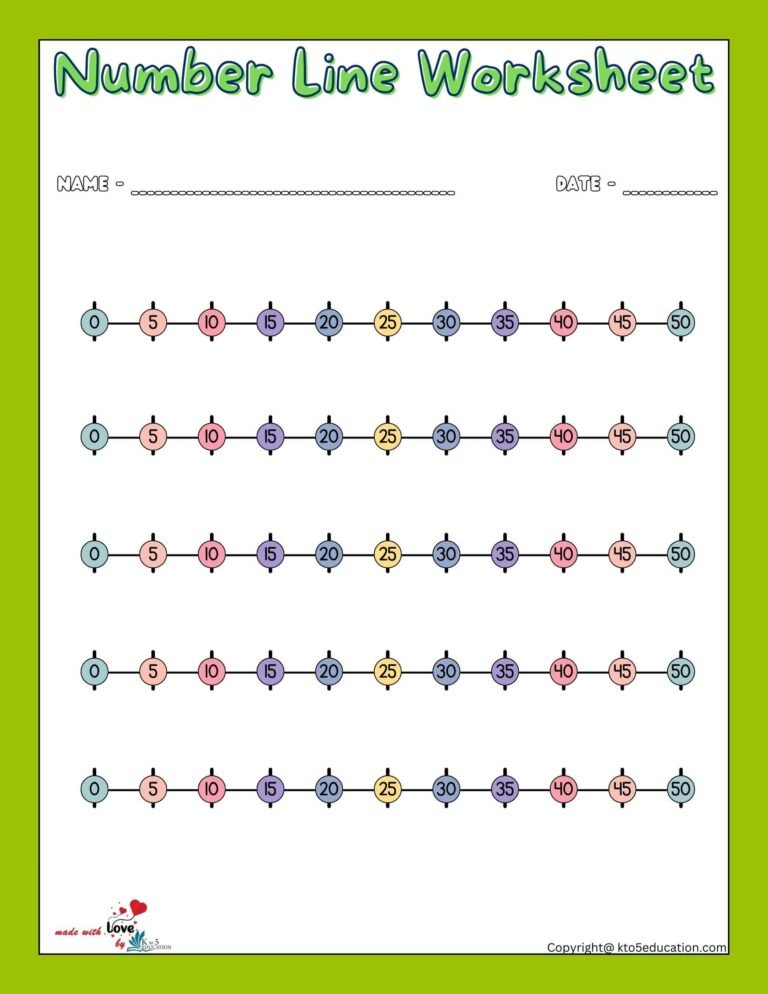 Fractions On A Number Line Worksheet 1-50 | FREE Download