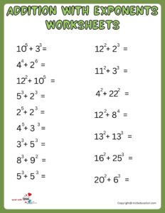 Free Addition With Multiple Exponets Worksheet Printable