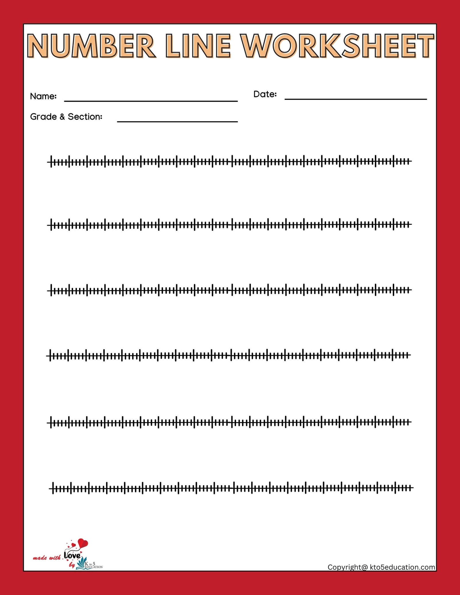 Free Blank Number Line Worksheet Foe 3rd Grade 1-100