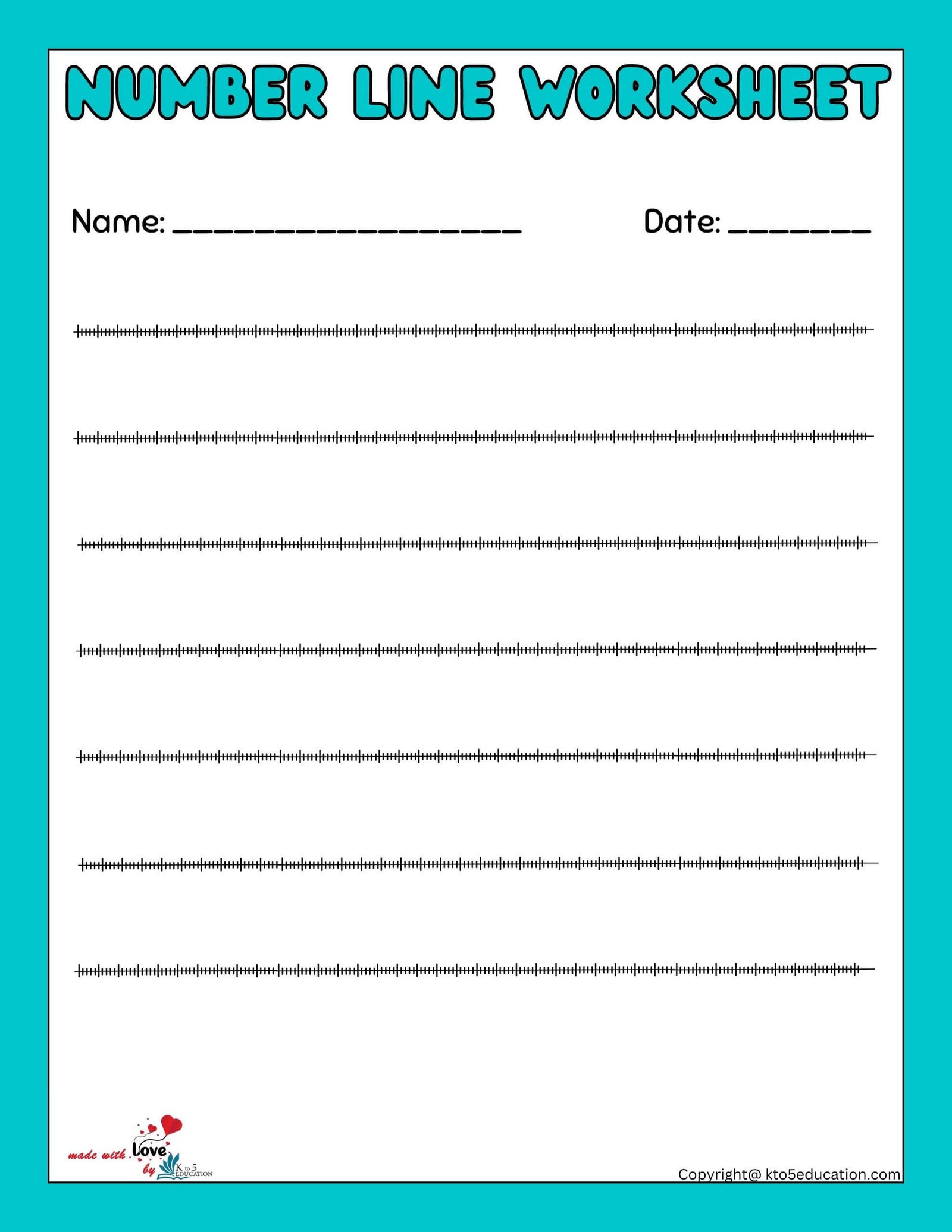 Free Blank Number Lines Printable Worksheet 1-200