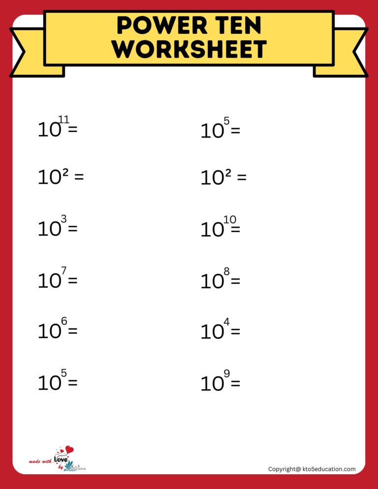 Free Power Of Ten Worksheet For Online Activity | FREE Download