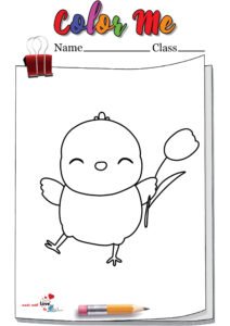 Happy Cartoon Chicken Coloring Page