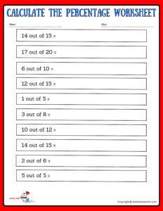 How Calculate The Percentage Of A Number Small Fraction Worksheet