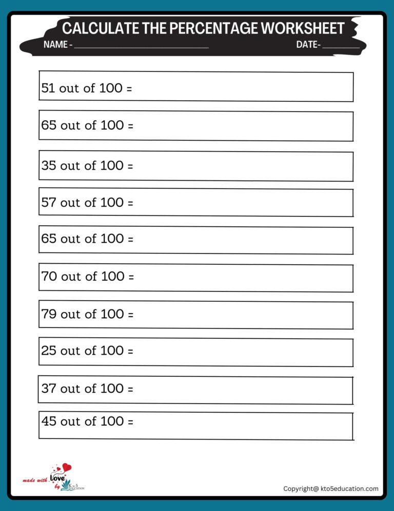 How To Calculate 100 Percentage Worksheet | FREE Download