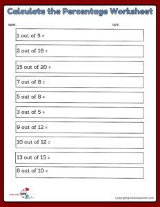 How To Calculate The Percentage Small Fraction Worksheet