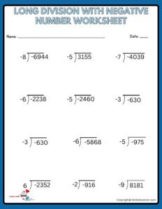 Long Division With Mixed Numbers Worksheet