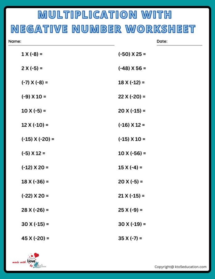 Multiplication Of Mixed Numbers Worksheet FREE Download