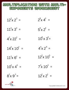 Multiplication Worksheet With Multi-Exponents For Online Activity