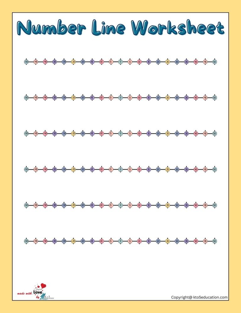 Negative Fraction Number Lines Worksheet 1-50 | FREE Download