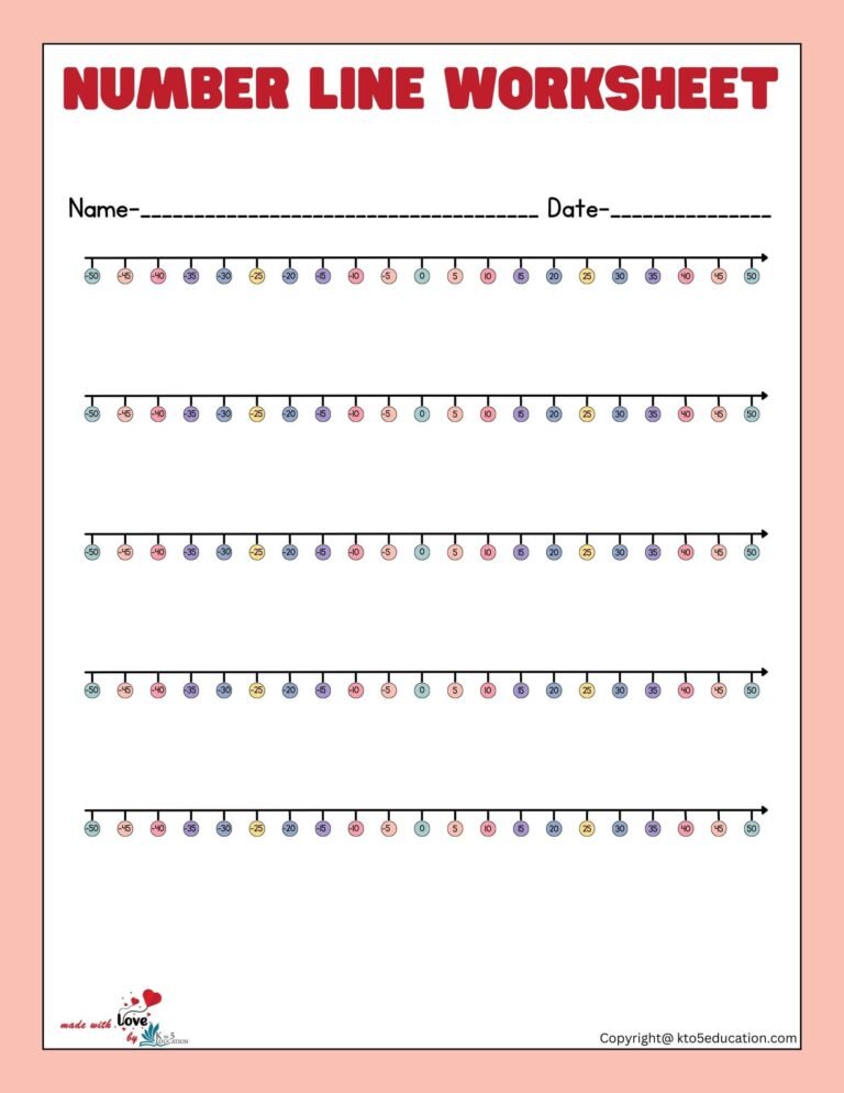 Negative Fraction On A Number Line Worksheet 1-50 | FREE Download