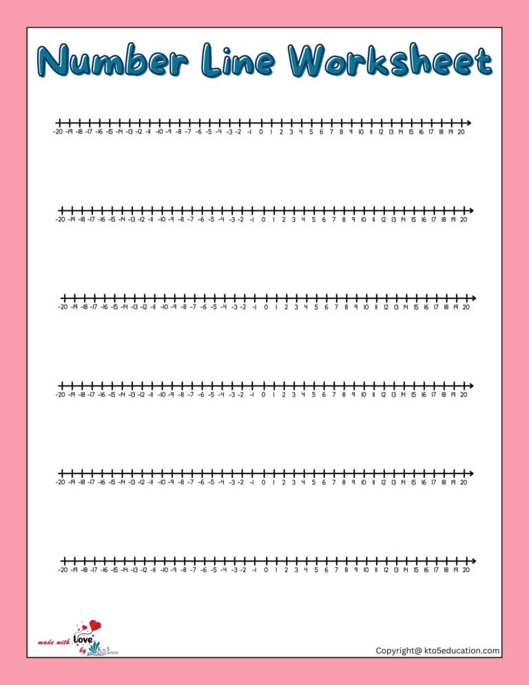 Negative Number Line Worksheet 1-20 | FREE Download