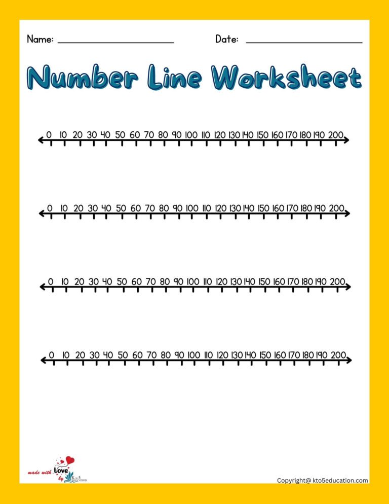 Number Line Fractions Worksheet 1-200 | FREE Download