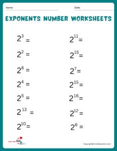Power Of Two Exponents Worksheet