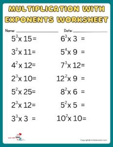 Printable Multiplication With Exponents Worksheet
