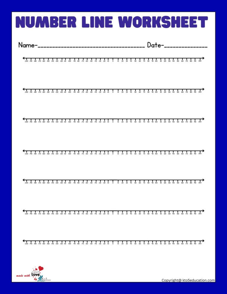 Printable Negative Number Line Worksheets 1-200 | FREE Download