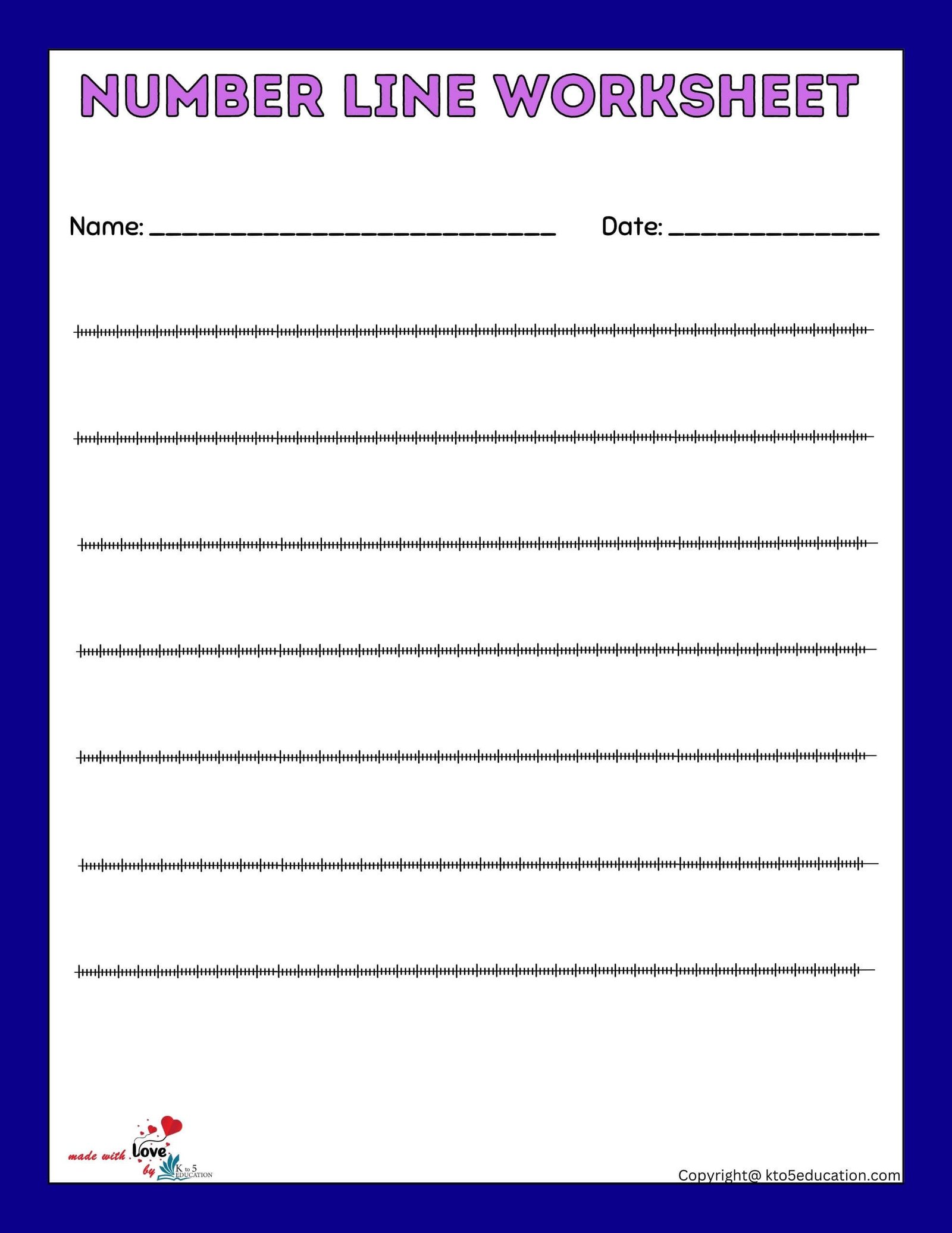 Printable Number Lines Worksheet 1-200