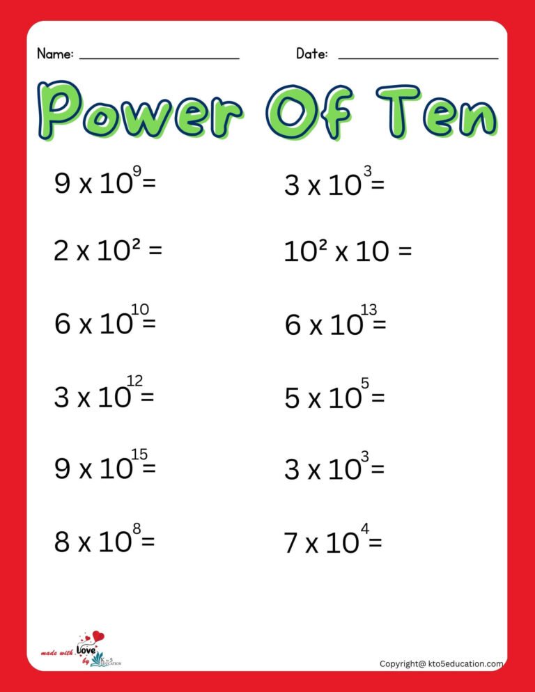 Printable Scientific Notation Of power Of Ten Worksheet | FREE Download