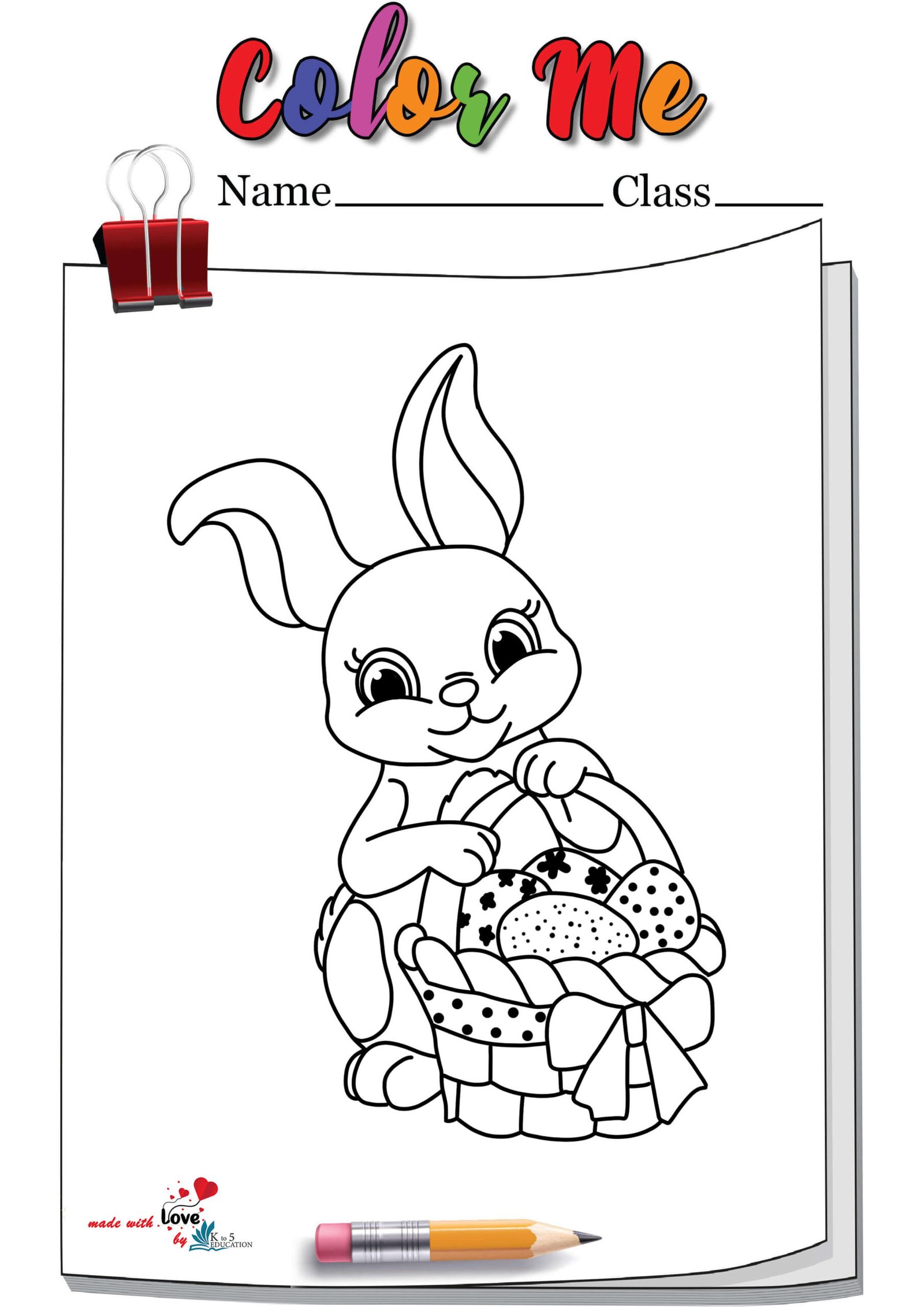 Rabbit Clipart Easter Coloring Page