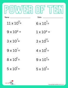 Scientific Notation Of power Of Ten For Online Activity Worksheet