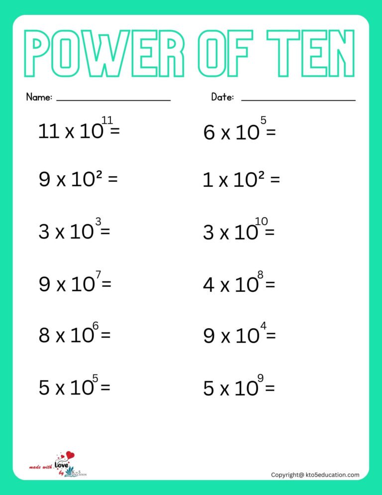 Scientific Notation Of power Of Ten For Online Activity Worksheet | FREE Download