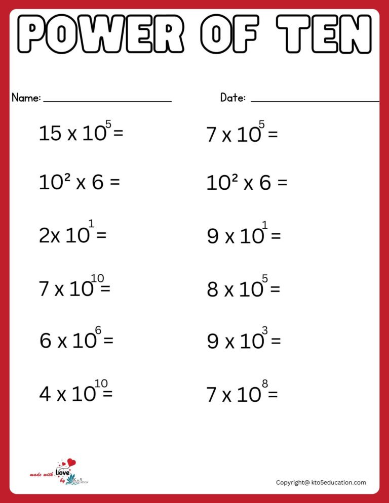 Scientific Notation Of power Of Ten Worksheet | FREE Download