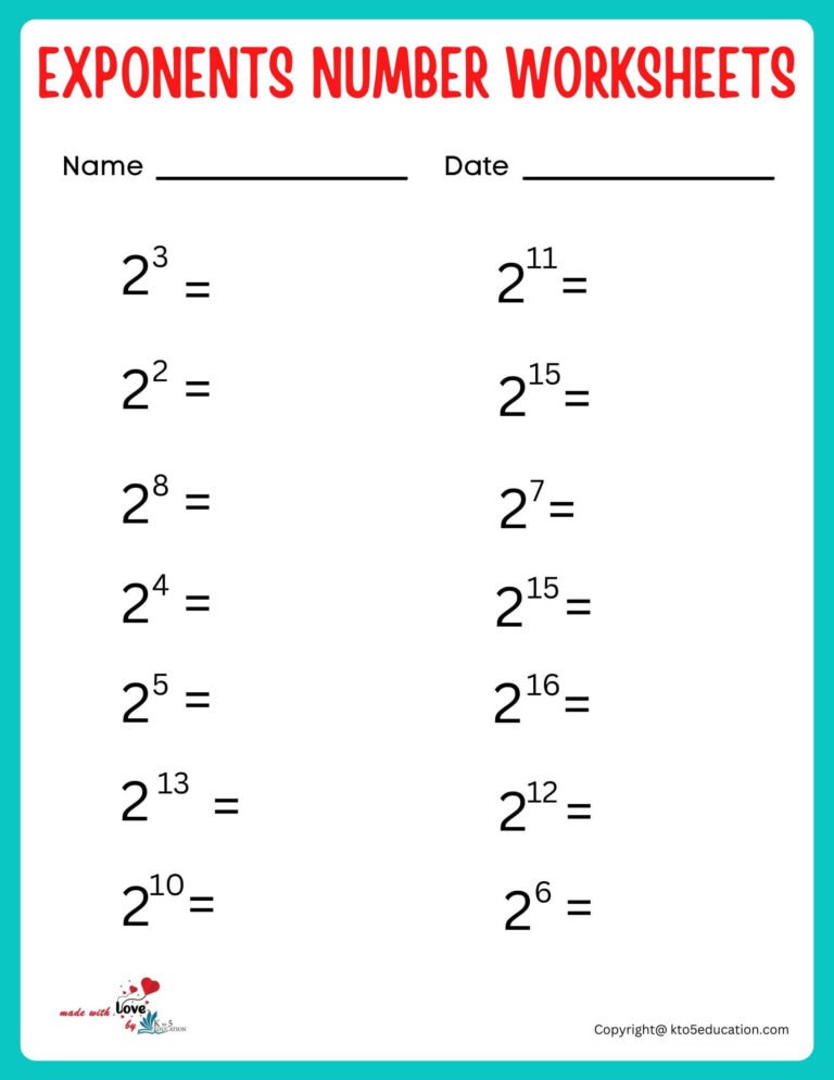 Simple Exponents Online Activity Worksheet | FREE Download