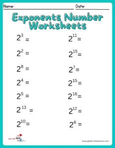 Simple Exponents Worksheet Power Of Two