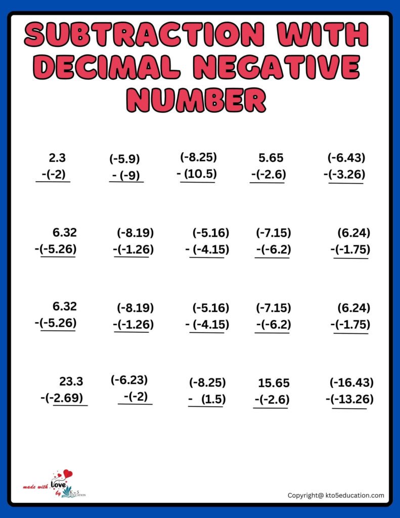 subtraction-with-decimal-mixed-number-worksheet-free