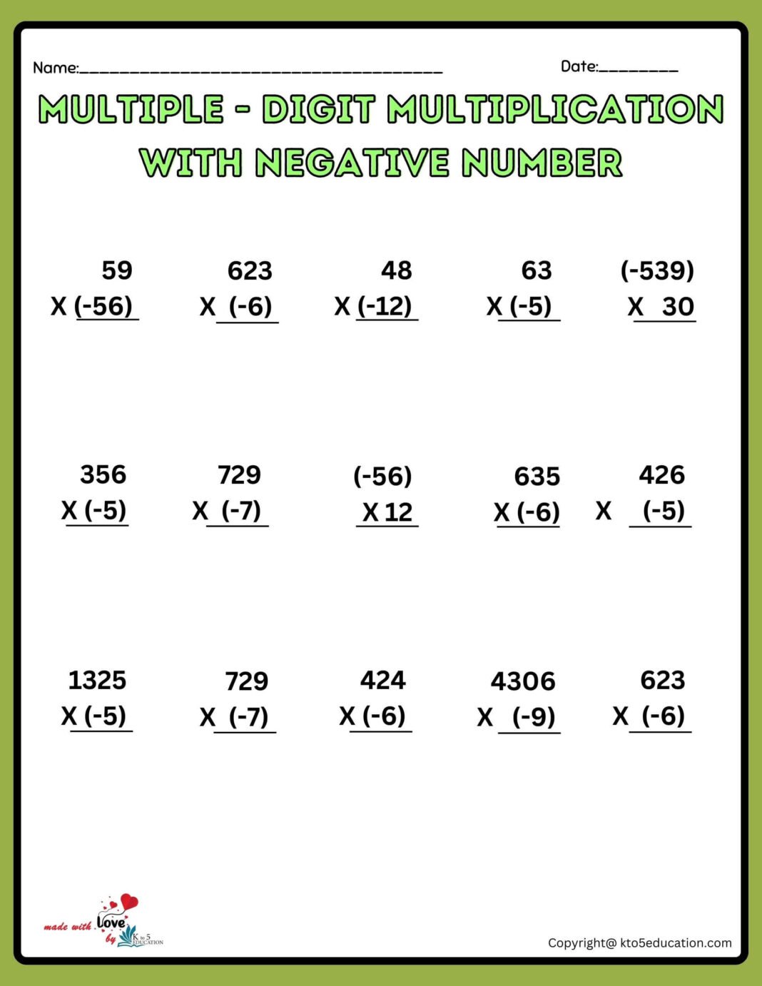 Triple Digit Multiplication Worksheets FREE Download