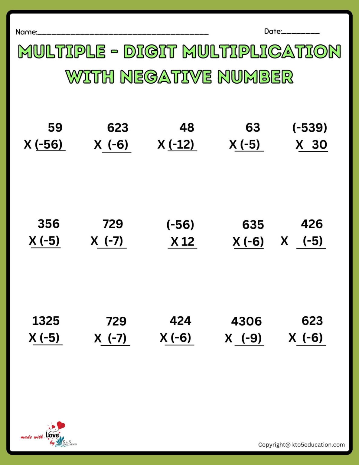Triple Digit Multiplication Worksheets FREE Download