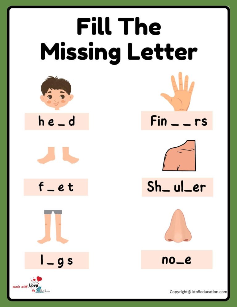 Write The Missing Letter Parts Of Body Worksheet | FREE Download