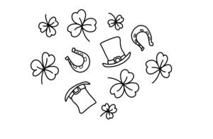 saint-patrick-s-day-pattern-horseshoe-hat-clover coloring page