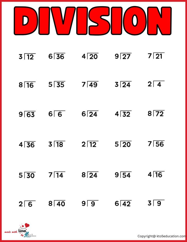 1st Grade Division Worksheet